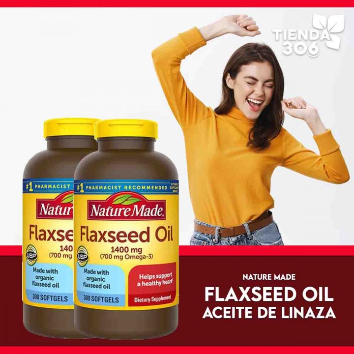 Nature Made Flaxseed Oil Aceite de Linaza 1400 mg 300 Cápsulas V3387 Nature Made