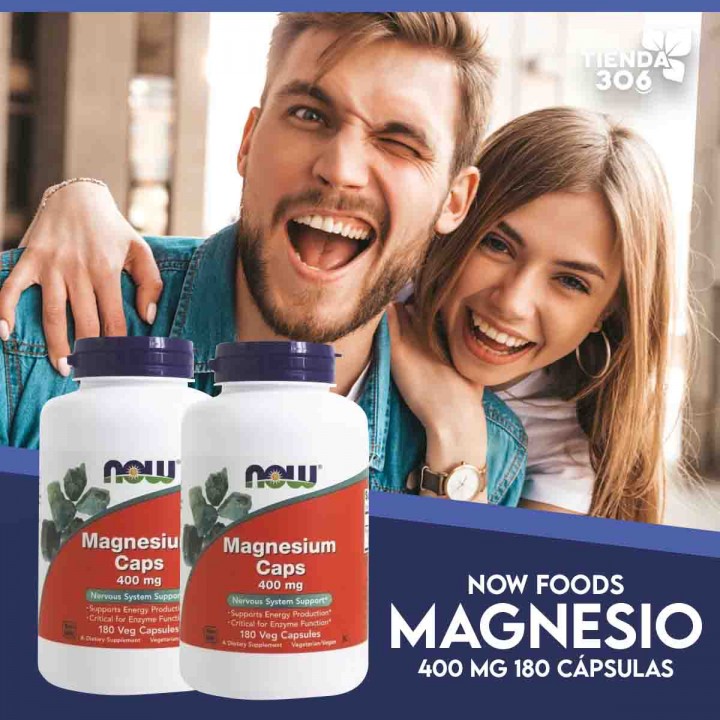 Now Magnesio - Magnesium 400 mg 180 Cápsulas Vegetariana V3152 Now Nutrition for Optimal Wellness