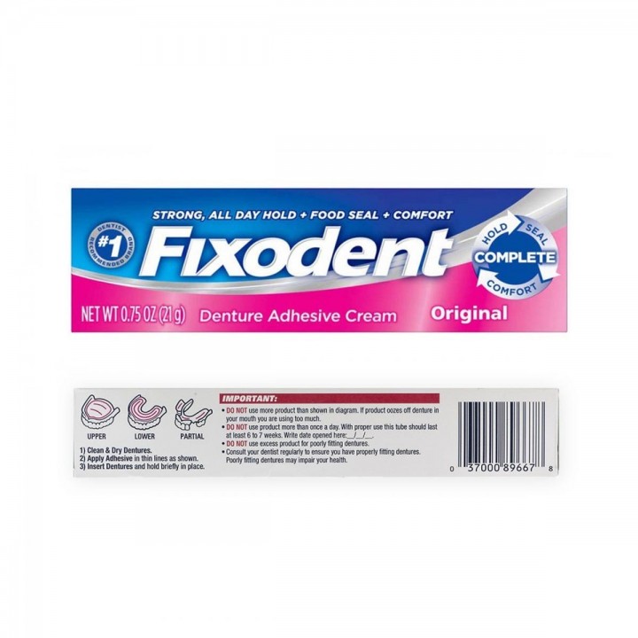 Crema Adhesiva Para Dentaduras Postizas Fixodent Original 0.75 oz (21 g) C1019 FIXODENT