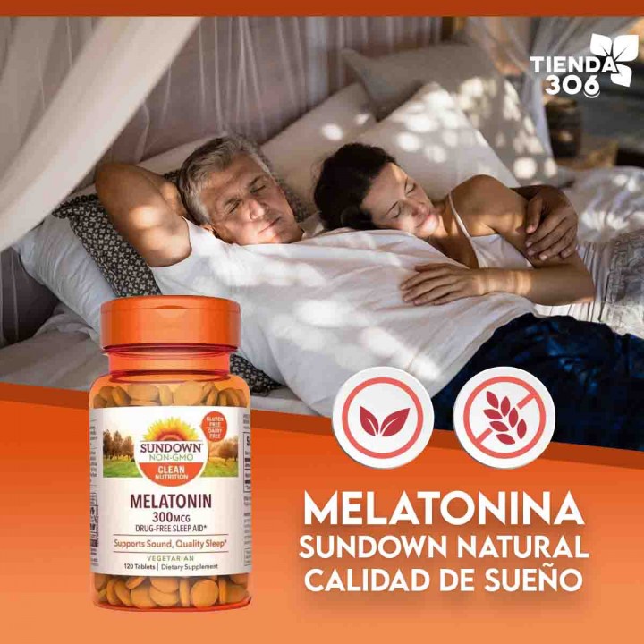 Melatonina Sundown Natural Calidad de Sueño 300 mcg 120 Tabletas V3200 SUNDOWN NATURALS