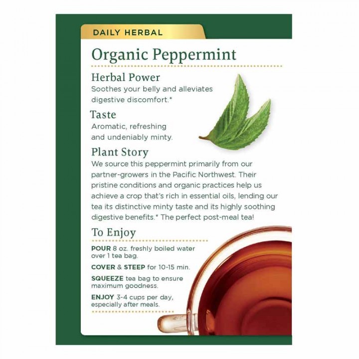 Traditional Medicinals Organic Té Herbal Peppermint Libre de Cafeína 16 Bolsitas .85 oz. (24g) T2117 TRADITIONAL MEDICINALS