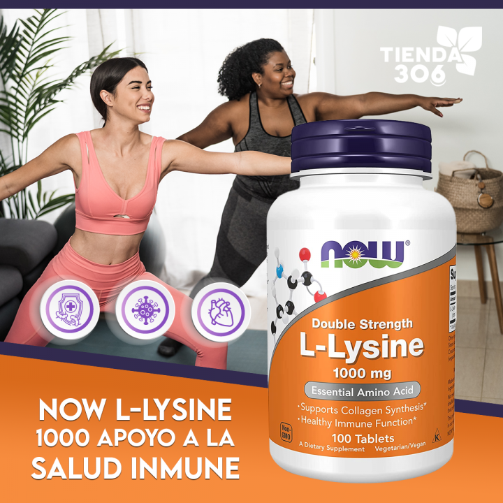 Now L-Lysine 1000 Apoyo a La Salud Inmune 100 Tabletas V3224 Now Nutrition for Optimal Wellness