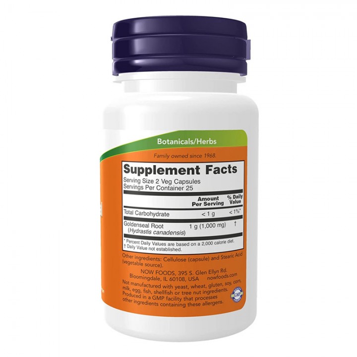 Now Goldenseal Root 500 mg 50 Cápsulas Vegetales V3394 Now Nutrition for Optimal Wellness