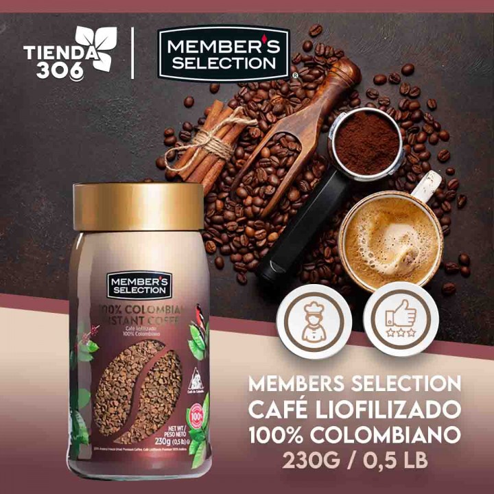 Members Selection Cafe Liofilizado 100% Colombiano 230 g / 0,5 lb D1242 Members Selection