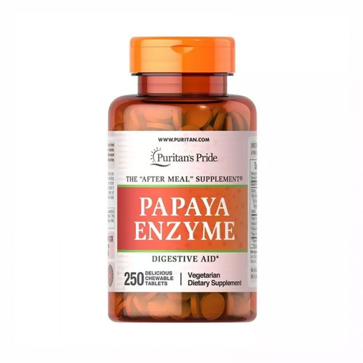 Enzimas de Papaya Originales Puritan's Pride 250 Tabletas Masticables V3202 Puritan's Pride