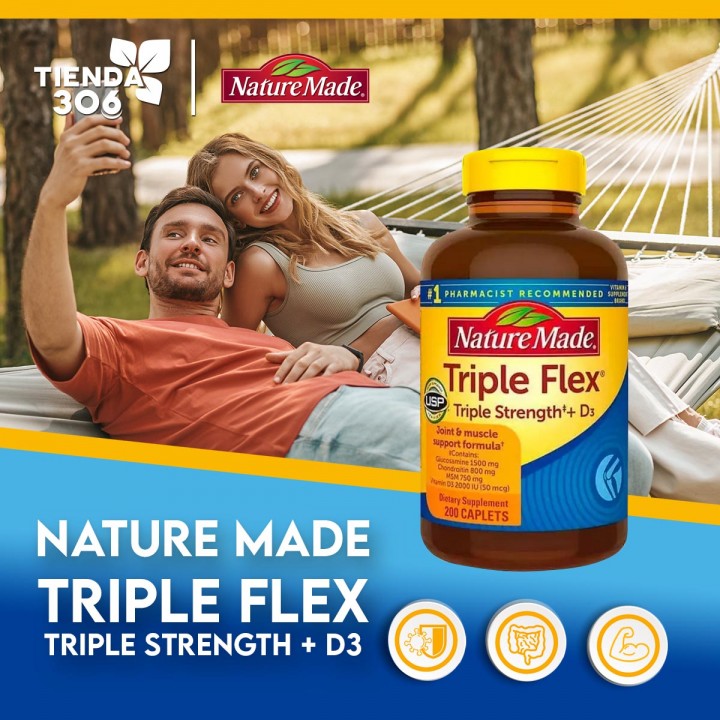 Nature Made Triple Flex Triple Strength + D3 50 mcg 200 Capsulas V3259 Nature Made