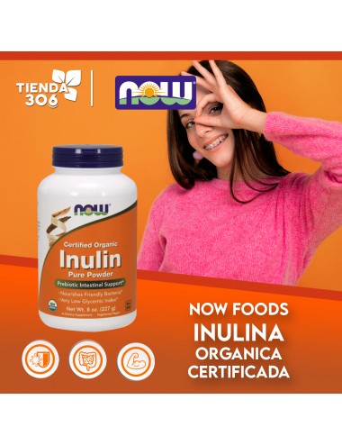 Now Inulina Organica Certificada Apoyo Intestinal 227 g V3268 Now Nutrition for Optimal Wellness