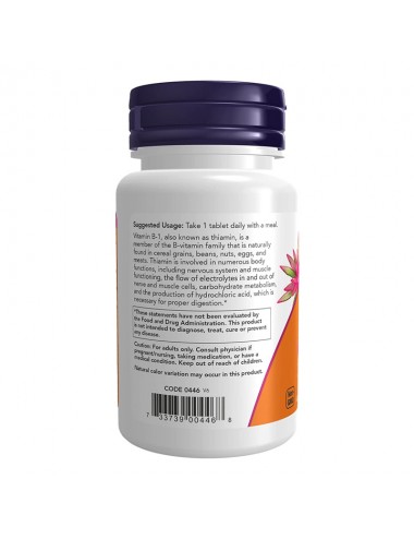 Now Vitamina B1 Salud Sistema Nervioso 100 mg 100 Tabletas V3275 Now Nutrition for Optimal Wellness