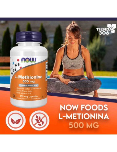 Now L-Metionina con Vitamina B-6 - L-Methionine 500 mg 100 Cápsulas Vegetales V3407 Now Nutrition for Optimal Wellness