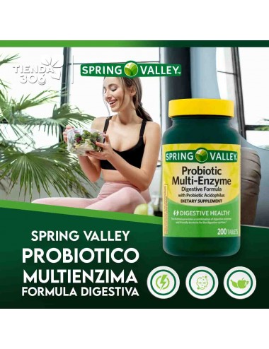 Spring Valley Probiotico Multienzima Formula Digestiva 200 Tabletas V3333 SPRING VALLEY
