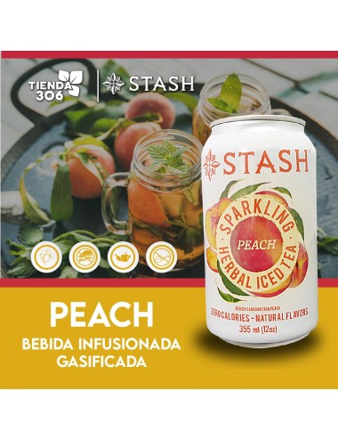 STASH Bebida Carbonatada Herbal Tea Peach 355ml T2128 STASH
