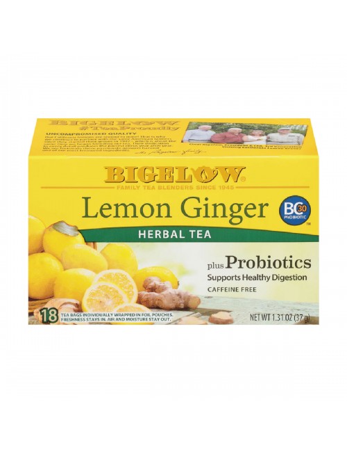 Bigelow Te Herbal Limon y Jengibre más Probióticos 18 Bolsitas 1.31 oz (37 g) T2083 BIGELOW