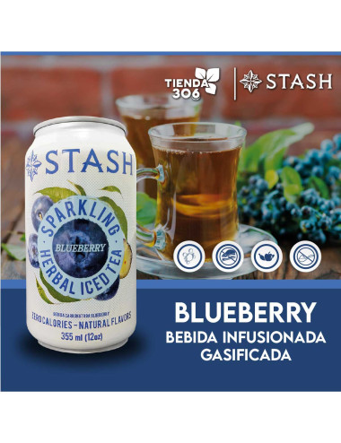 STASH Bebida Carbonatada Herbal Tea Blueberry 355ml T2124 STASH