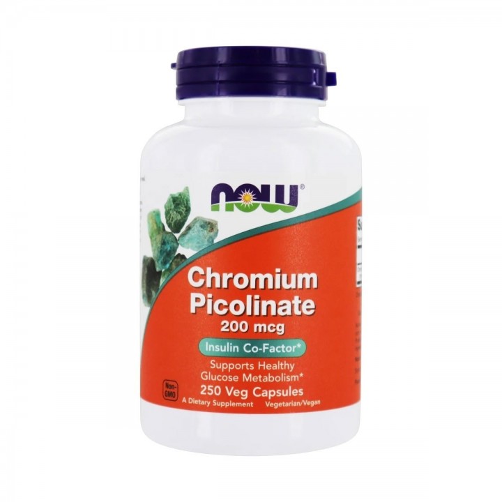 Now Picolinato de Cromo - Chromiun Picolinate 200 mcg 250 Cápsulas Vegetarianas V3093 Now Nutrition for Optimal Wellness