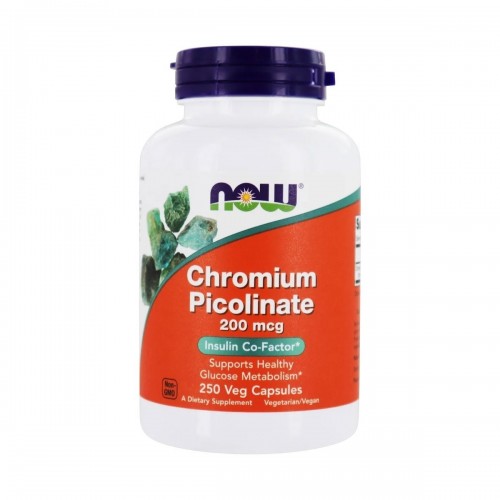 Now Picolinato de Cromo - Chromiun Picolinate 200 mcg 250 Cápsulas Vegetarianas V3093 Now Nutrition for Optimal Wellness