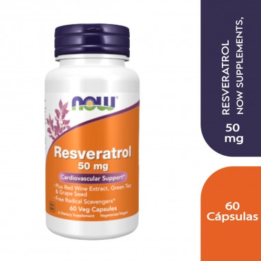 Now Resveratrol Natural 50 mg 60 Capsulas Vegetales V3419 Now Nutrition for Optimal Wellness