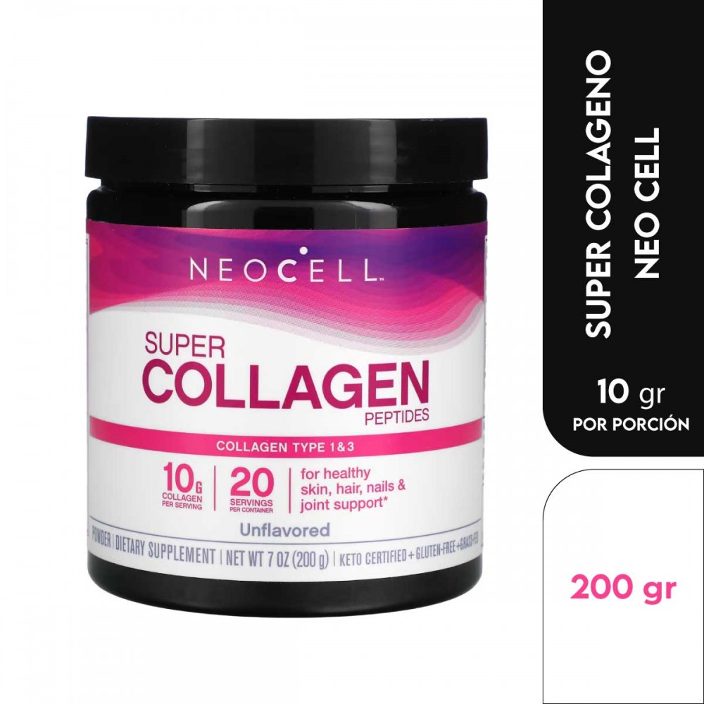 Neocell Súper Péptidos de Colágeno Tipo 1 & 3 Hidrolizado 10 G para el Cabello, Piel, Uñas y Articulaciones 7 oz (200 G) V301...