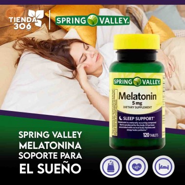 Spring Valley Melatonina 5 mg Soporte para el Sueño 120 Tabletas V3248 SPRING VALLEY