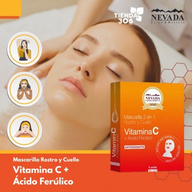 Nevada Mascarilla Facial Vitamina C + Acido Ferulico Antioxidante Caja 5und x 30g C1233 Nevada Natural Products