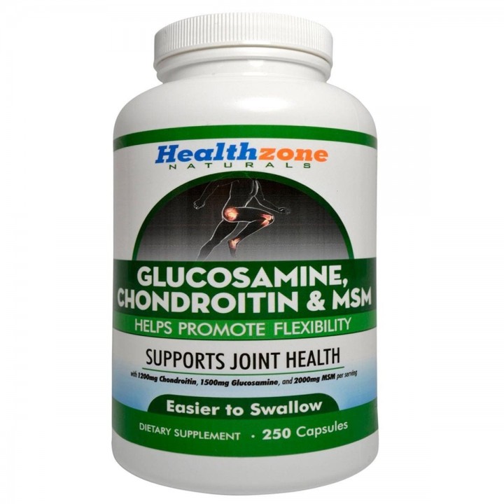 Health Zone Naturals Glucosamina Condroitina - Chondroitin y MSM 250 Cápsulas V3063 Health zone Naturals