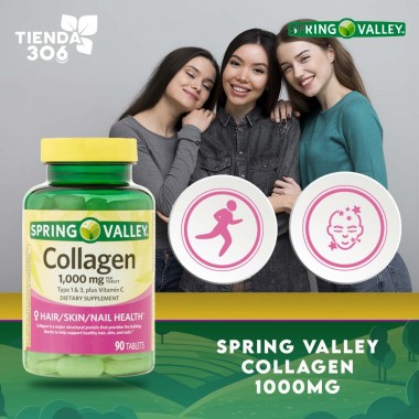 Spring Valley Colageno Tipo 1 y 3 + Vitamina C 1000mg 90 Capsulas V3430 SPRING VALLEY