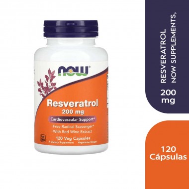 Now Foods Resveratrol 200mg 120 Capsulas V3440 Now Nutrition for Optimal Wellness