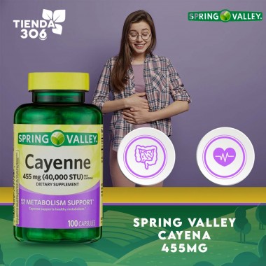 Spring Valley Cayenne 455mg 100 Capsulas V3443 SPRING VALLEY
