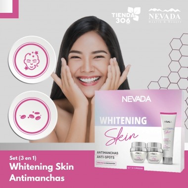 Nevada Set 3 Piezas Whitening Skin: Antimanchas Limpiador Facial 80g + Crema Blanqueadora Dia 50g + Crema Noche Blanquedora 5...