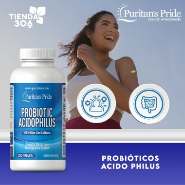 Puritans Pride Probiotico Acidophilus 250 Tabletas V3281 Puritan's Pride