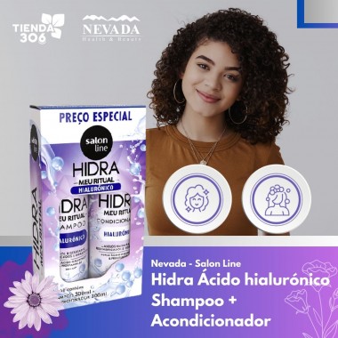 Salon Line Kit Capilar Shampoo 300ml + Acondicionador 300ml Acido Hialuronico y Provitamina B5 C1241 Nevada Natural Products