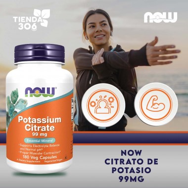 Now Foods Citrato de Potasio (Potassium Citrate) 99 mg 180 Capsulas V3072 Now Nutrition for Optimal Wellness