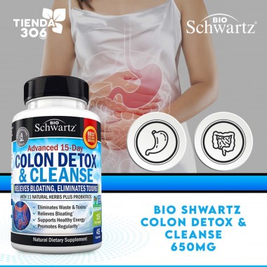Colon Detox & Cleanser BioSchwartz Desintoxicante y Limpiador de Colon 45 Cápsulas Veganas V3030 BioSchwartz