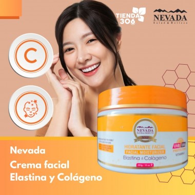 Nevada Crema Facial Elastina y Colágeno Protección UVB y UVA 283g (10 oz e) C1048 Nevada Natural Products