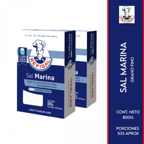 Sal Marina Refisal 800grs X 2 Cajas D1159 REFISAL