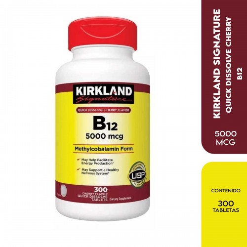 Kirkland Vitamina B12 - 5000 mcg Suplemento con Metilcobalamina 300 Tabletas V3239 Kirkland Signature