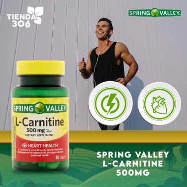 Spring Valley L-Carnitina 500 Mg 30 Tabletas Energia Y Salud Cardiovascular V3250 SPRING VALLEY
