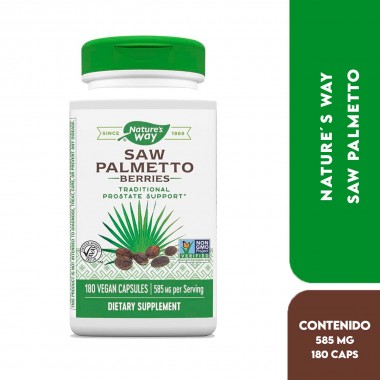 Natures Way Saw Palmetto 585 mg por servicio 180 Capsulas Veganas V3462 Nature's Way