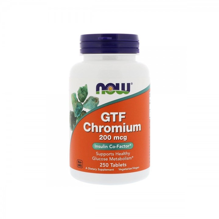 Now GTF Chromium Tolerancia a la Glucosa 200 mcg 250 tabletas V3118 Now Nutrition for Optimal Wellness