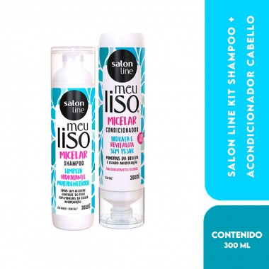 Salon Line Kit Shampoo 300 Ml + Acondicionador Meu Liso - Cabello Liso Micelar 300 Ml C1254 Salon line