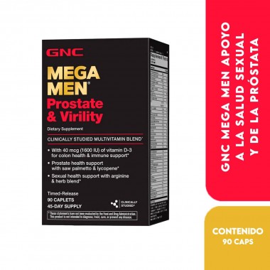 GNC Mega Men Prostate and Virility | Apoyo a la Salud Sexual y de la Próstata 90 Cápsulas V3458 GNC