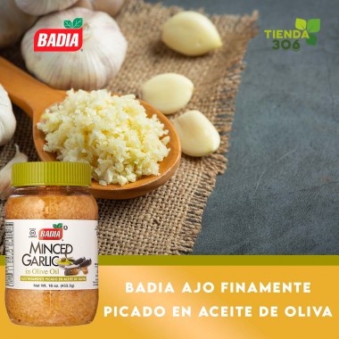 Badia Ajo Finamente Picado en Aceite de Oliva - Minced Garlic In Olive Oil 453.5g (16 oz) D1314 BADIA