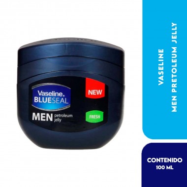Vaseline Vaselina Men's Fresh Blue Seal Petroleum Jelly para Piel seca Libre de Parabenos Made in the USA 100 ml C1246 Vaseline