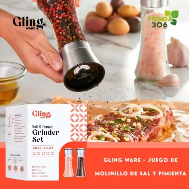 Gling Ware - Juego de Molinillo de Sal Y Pimienta - 200 ml H1003 Gling Ware