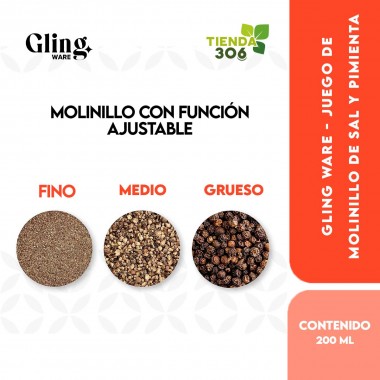 Gling Ware - Juego de Molinillo de Sal Y Pimienta - 200 ml H1003 Gling Ware