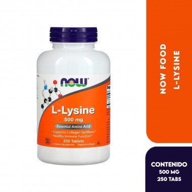 Now L-Lysine Apoyo a La Salud Inmune 500 Mg 250 Tabletas V3473 Now Nutrition for Optimal Wellness