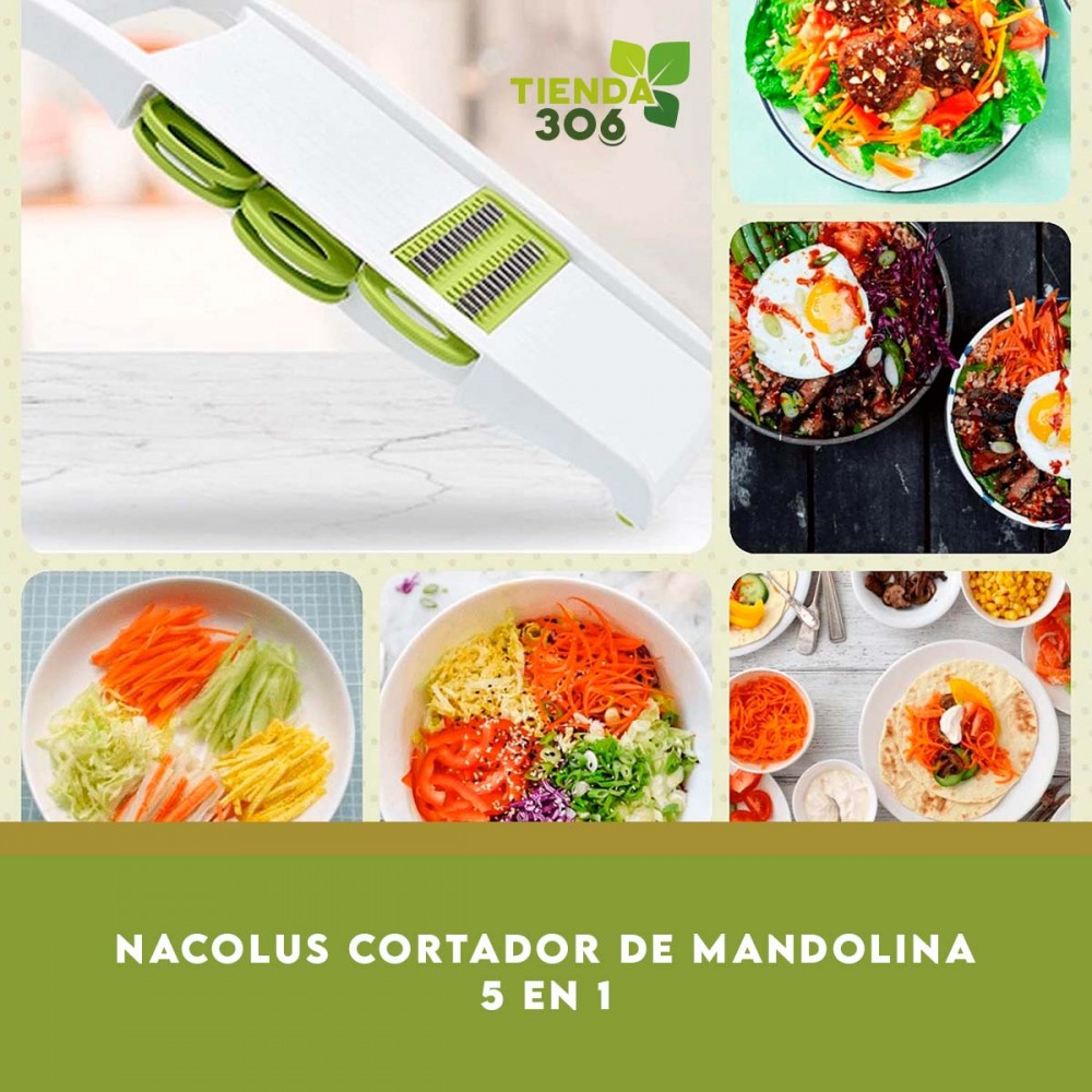 NACOLUS Cortadora de mandolina 5 en 1 para cocina, cortador de verduras con  múltiples cuchillas para papas fritas, cortador de verduras, trituradora
