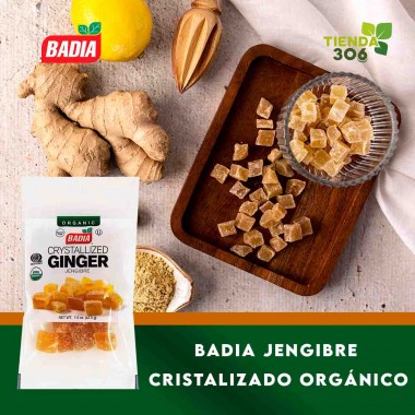 Badia Jengibre Cristalizado Organico - Organic Ginger, Crystallized 42.5 G (1.5 oz.) D1320 BADIA