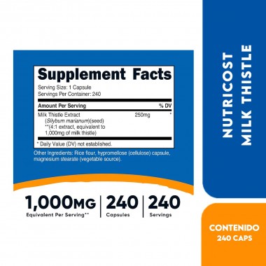 Nutricost Cardo Mariano – Mlk Thistle 1,000 mg 240 Capsulas V3421