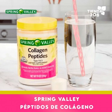Spring Valley Péptidos de colágeno en Polvo Tipo 1 y 3 Salud de Uñas Piel y Cabello, Fórmula Keto Paleo, 9 oz (255g) V3233 SP...