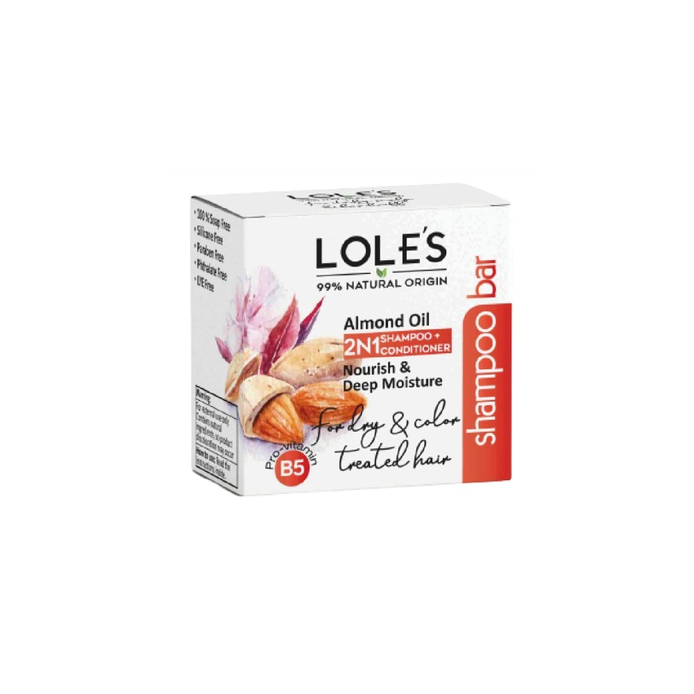 Lole's Shampoo y Condicionador en Barra Aceite de Almendras 2 en 1 Unisex 100 gramos C1268 Lole's